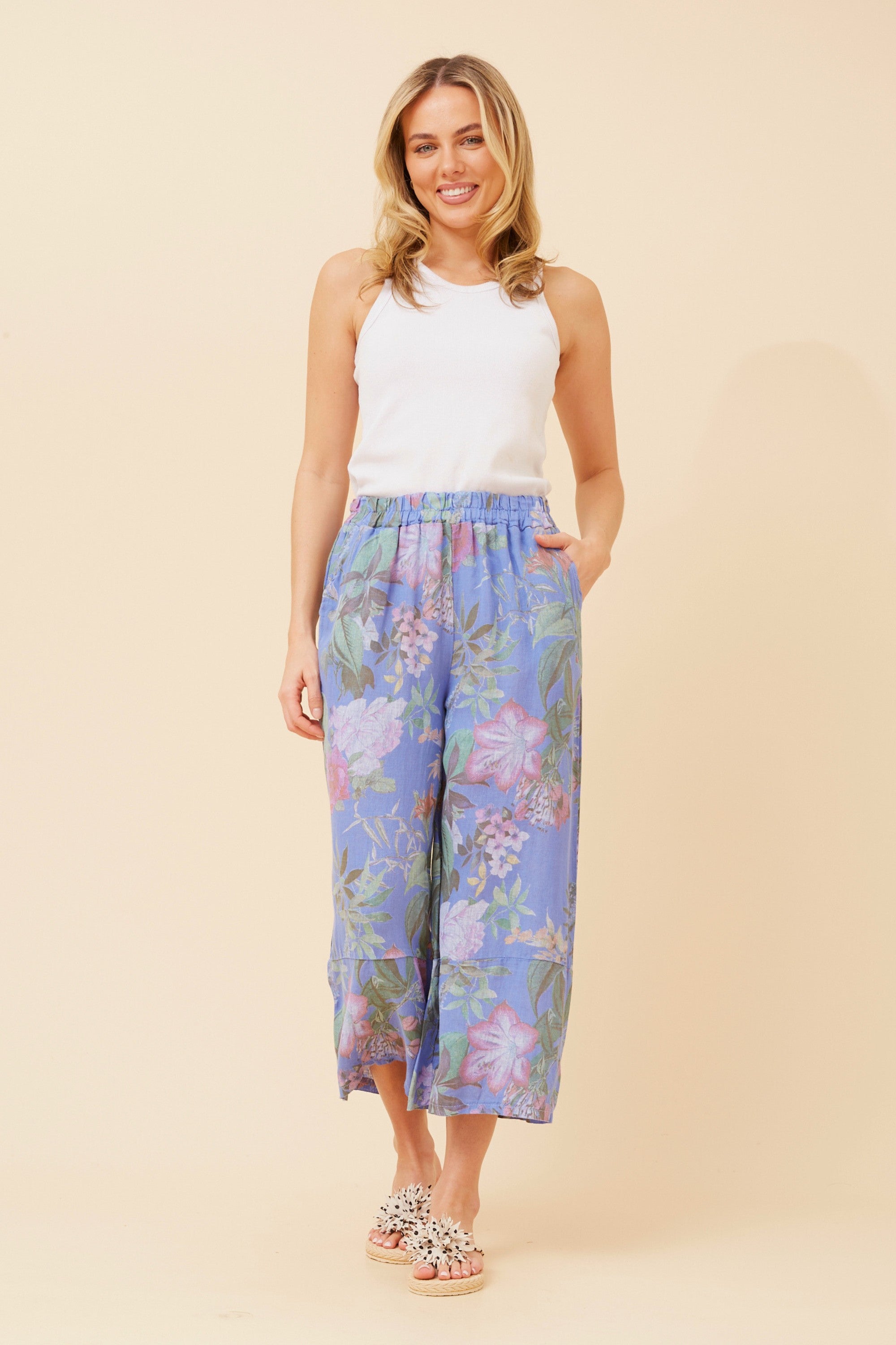 Barbara 3/4 Italian Linen Pants