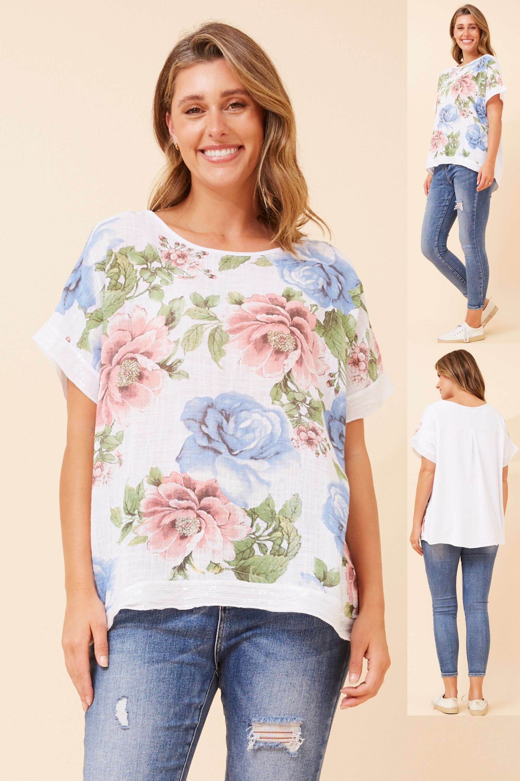 Eileen Floral Linen Top